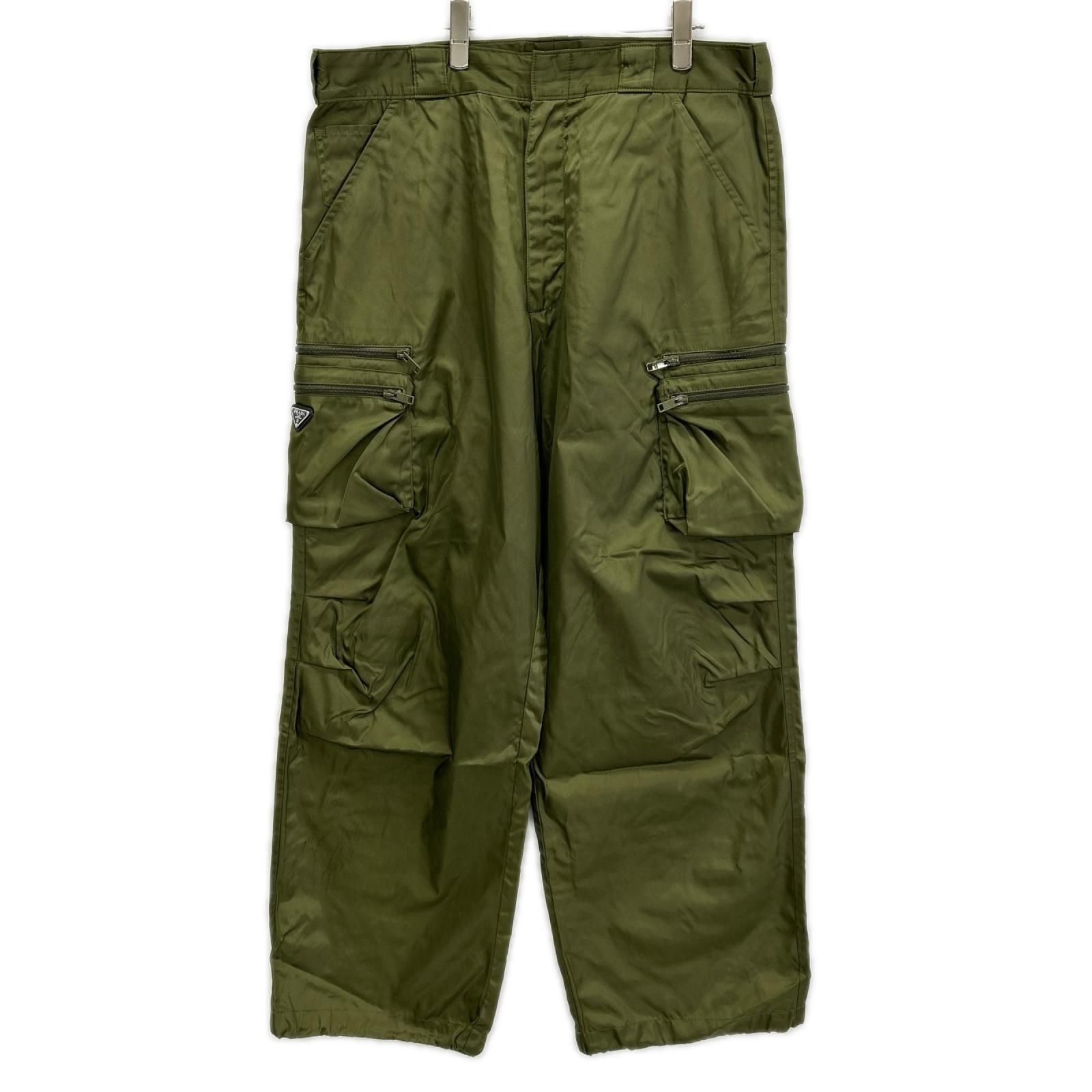 Prada Re-Nylon Khaki Triangle Plate Cargo Pants Nylon