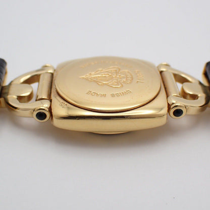 Gucci Quartz Watch Gold Black Dial Leather Strap — view 8