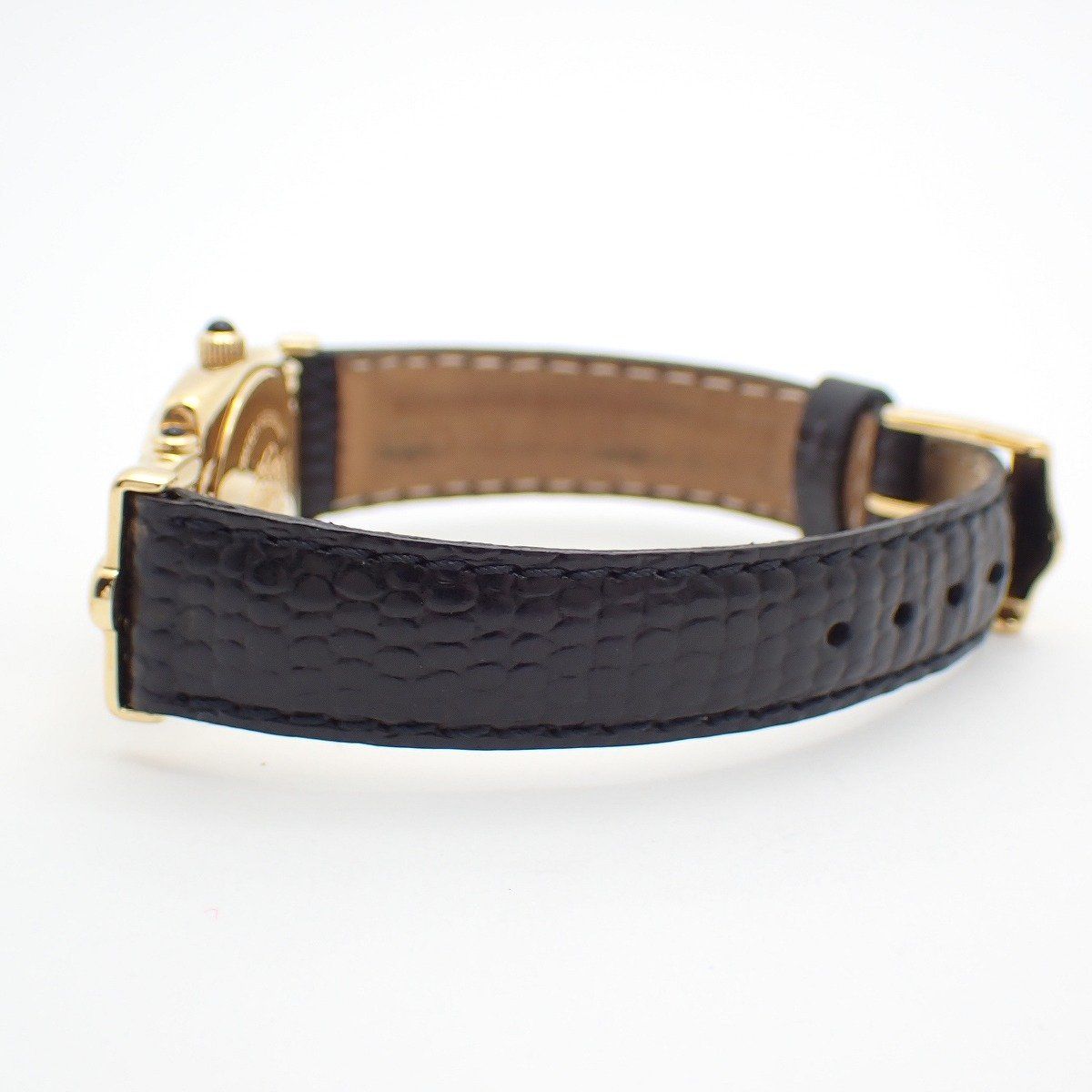 Gucci Quartz Watch Gold Black Dial Leather Strap — view 6