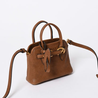 Miu Miu Aventure Micro Top Handle Bag Nappa Leather Brown Gold — view 3