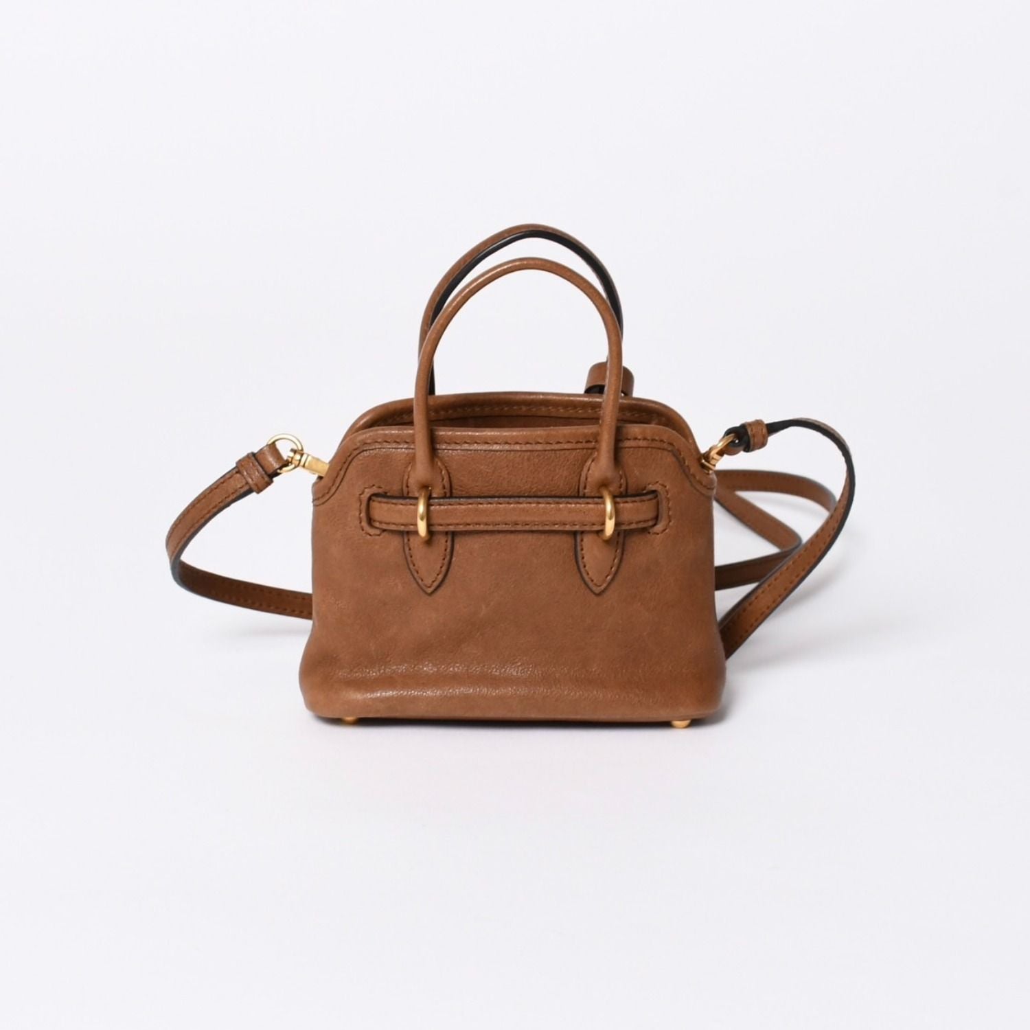 Miu Miu Aventure Micro Top Handle Bag Nappa Leather Brown Gold — view 2