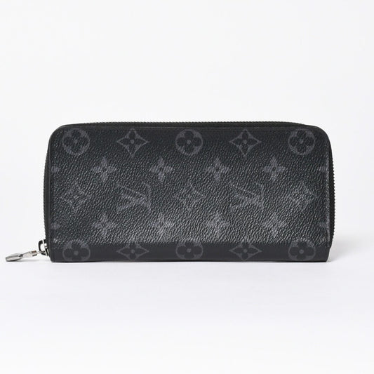 Louis Vuitton Zippy Wallet Vertical Monogram Eclipse Canvas Black Silver