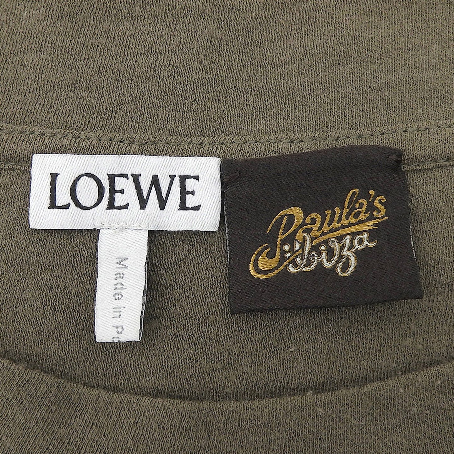 Loewe Paula's Ibiza Anagram Embroidery Short Sleeve T-Shirt Khaki XXL — view 6