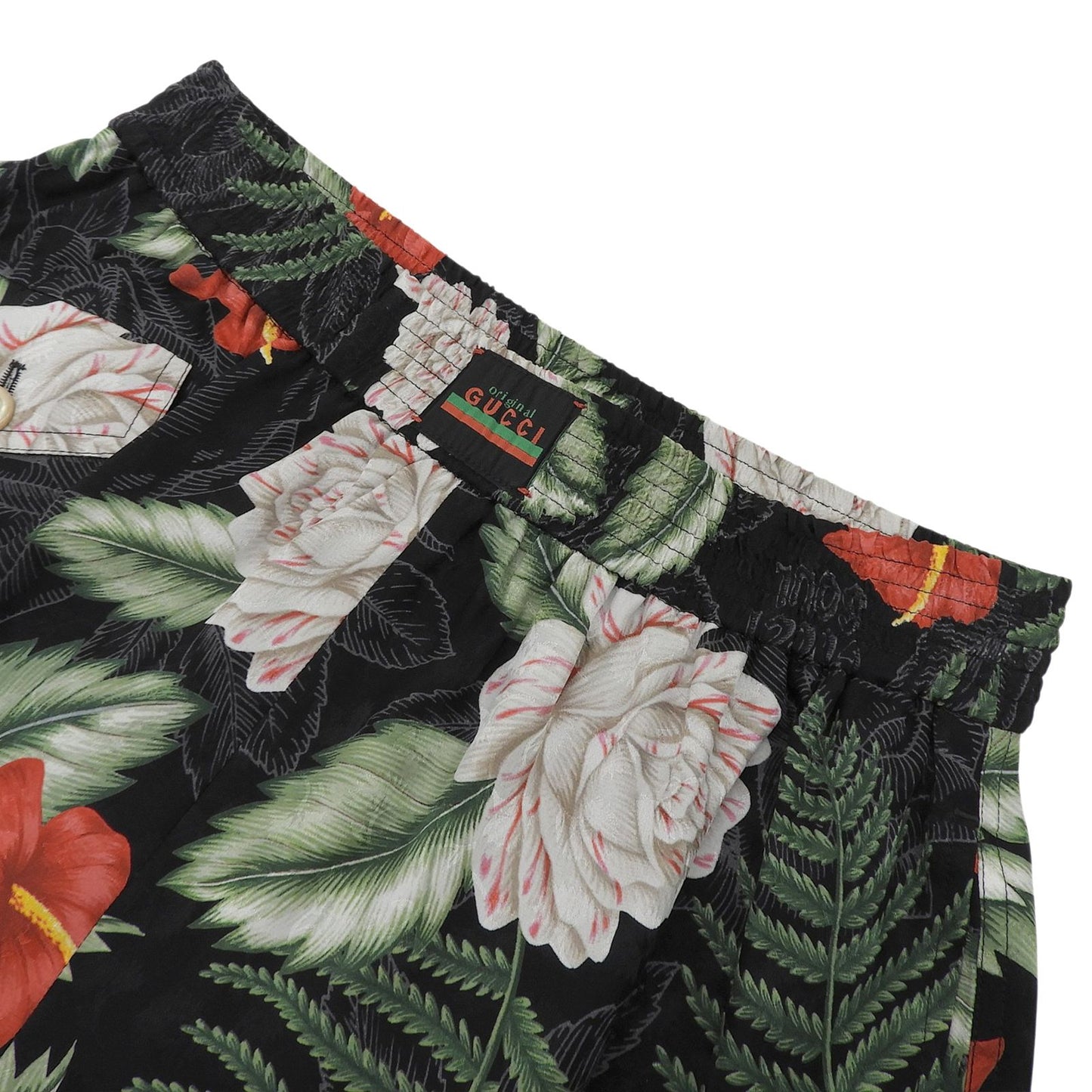 Gucci Silk 100% Logo Button Hawaiian Print Shorts Multi 36 — view 3