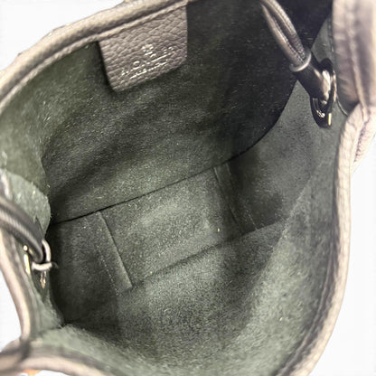 Moncler Lanier PM Shoulder Bag Logo Patch Fleece Leather Black — view 8