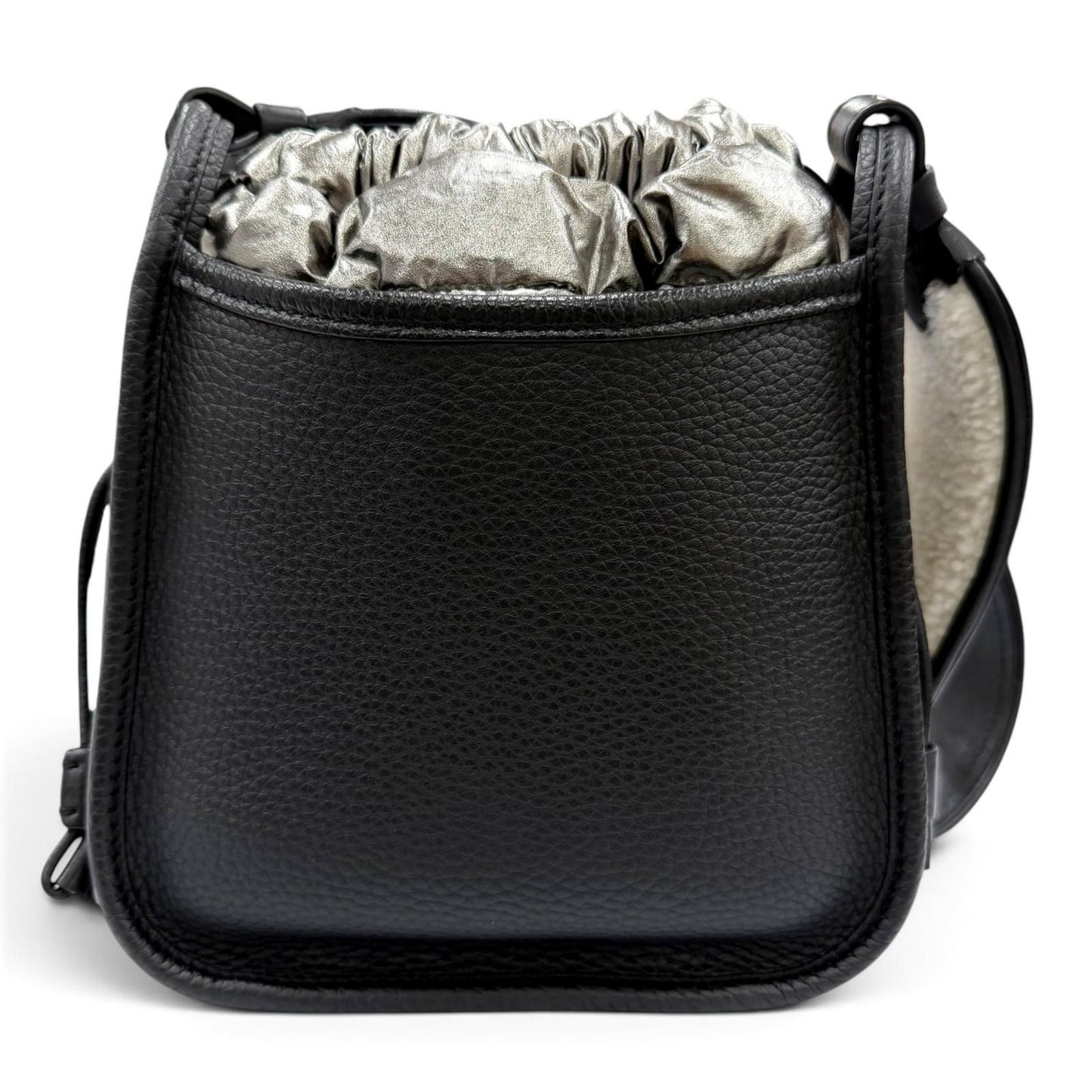 Moncler Lanier PM Shoulder Bag Logo Patch Fleece Leather Black — view 4