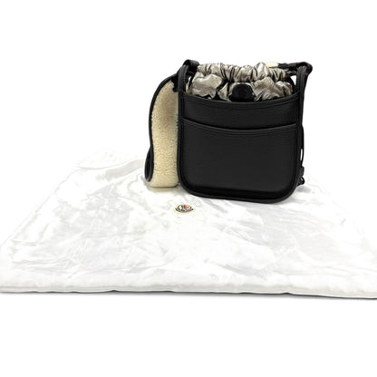Moncler Lanier PM Shoulder Bag Logo Patch Fleece Leather Black — view 2