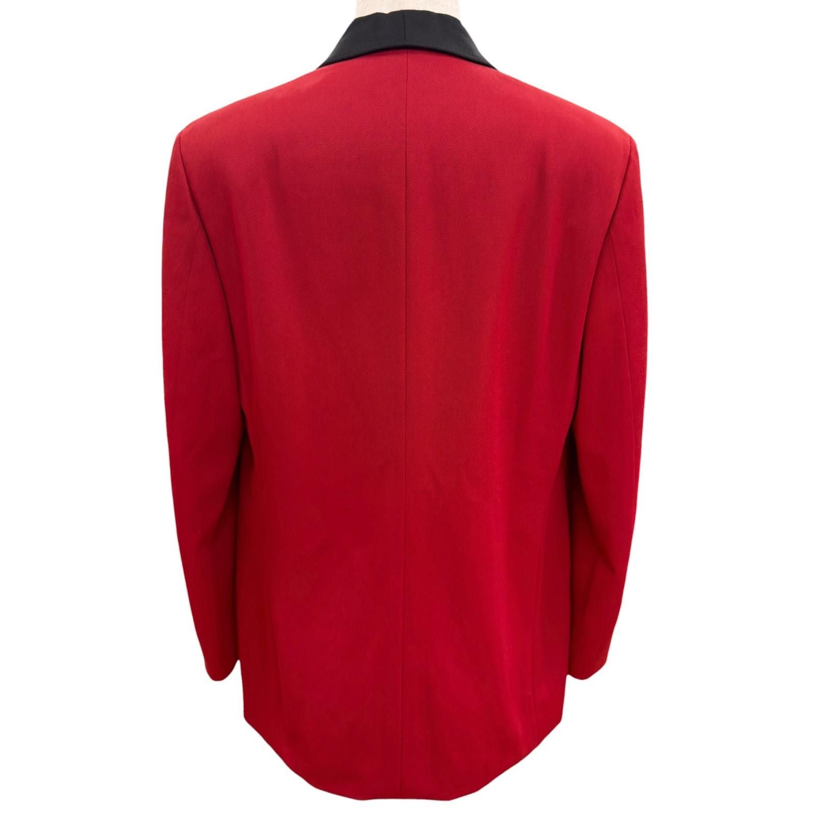 Gucci Wool 100% Color Block Single Breasted Tailored Jacket Red Black 44 — view 4