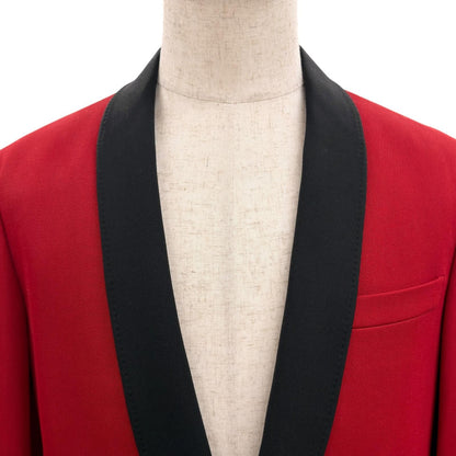 Gucci Wool 100% Color Block Single Breasted Tailored Jacket Red Black 44 — view 2