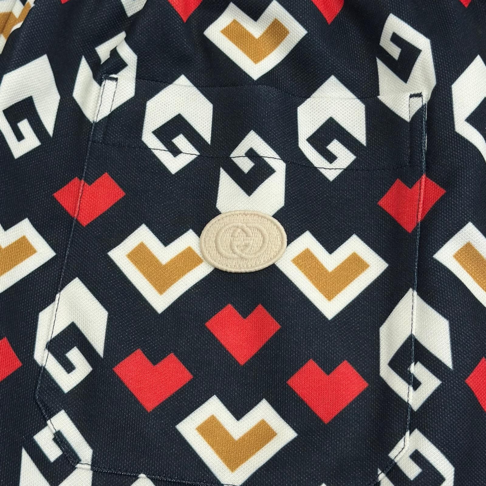 Gucci Square G Heart Print All Over Technical Jersey Shorts — view 5