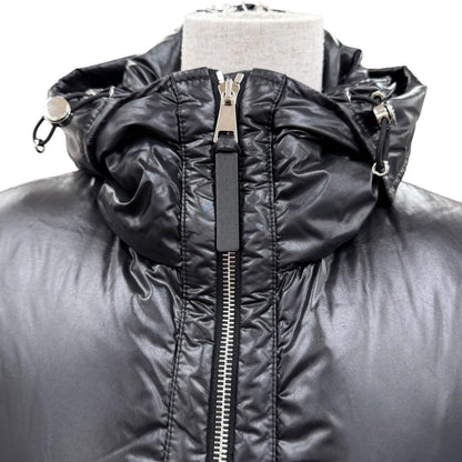 Moncler Genius 2 Patricia Logo Patch Hooded Down Coat Black Beige 00 — view 2
