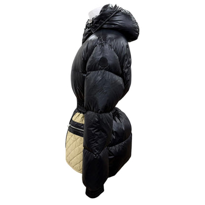 Moncler Genius 2 Patricia Logo Patch Hooded Down Coat Black Beige 00 — view 3