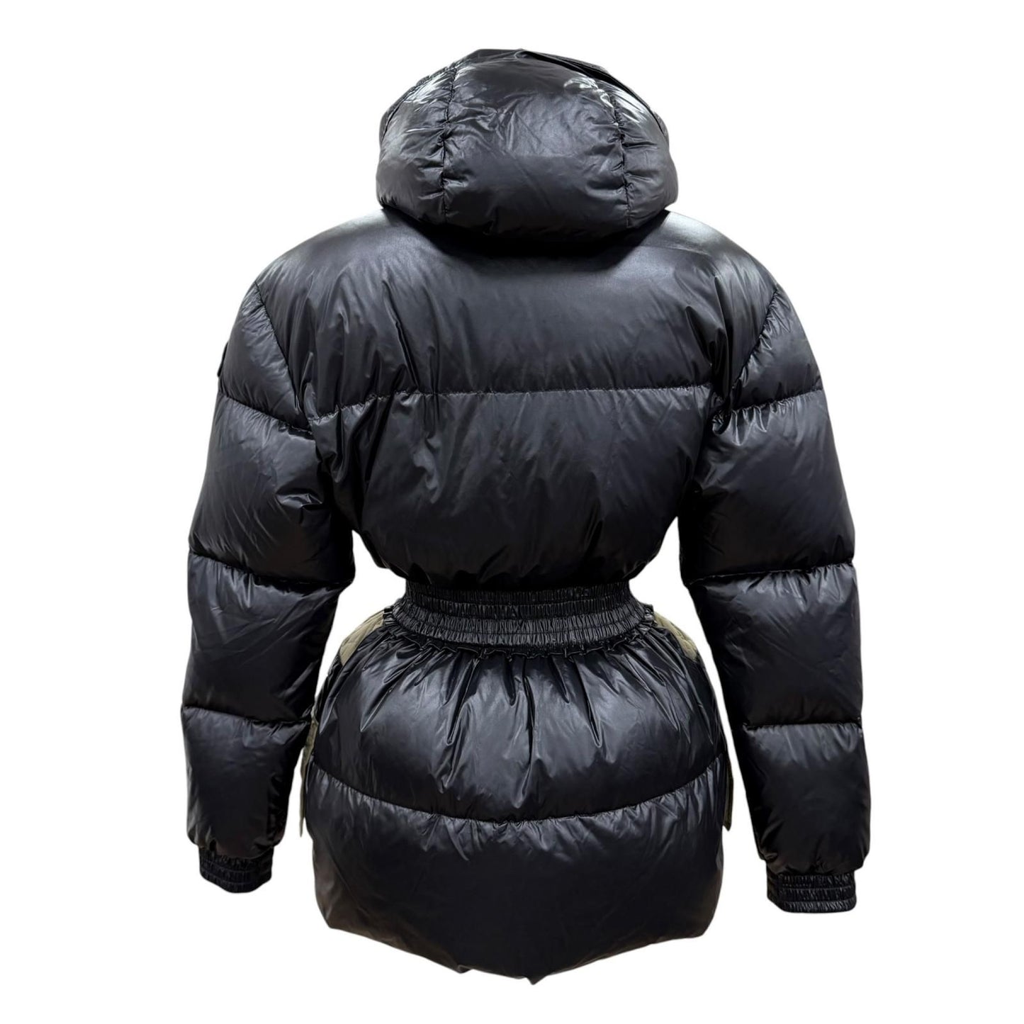 Moncler Genius 2 Patricia Logo Patch Hooded Down Coat Black Beige 00 — view 4