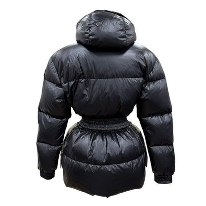 Moncler Genius 2 Patricia Logo Patch Hooded Down Coat Black Beige 00 — view 4