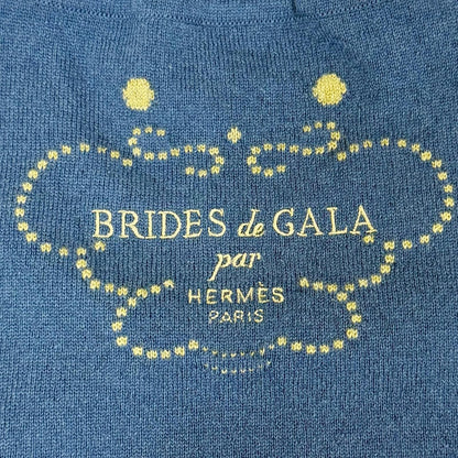 Hermes Brides de Gala Cashmere Cotton Short Sleeve Knit Blue Sweater 38 — view 5