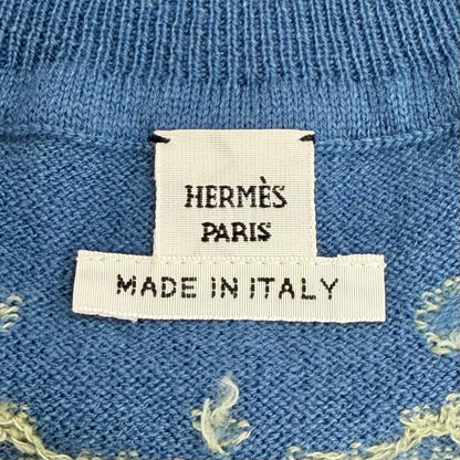 Hermes Brides de Gala Cashmere Cotton Short Sleeve Knit Blue Sweater 38 — view 6