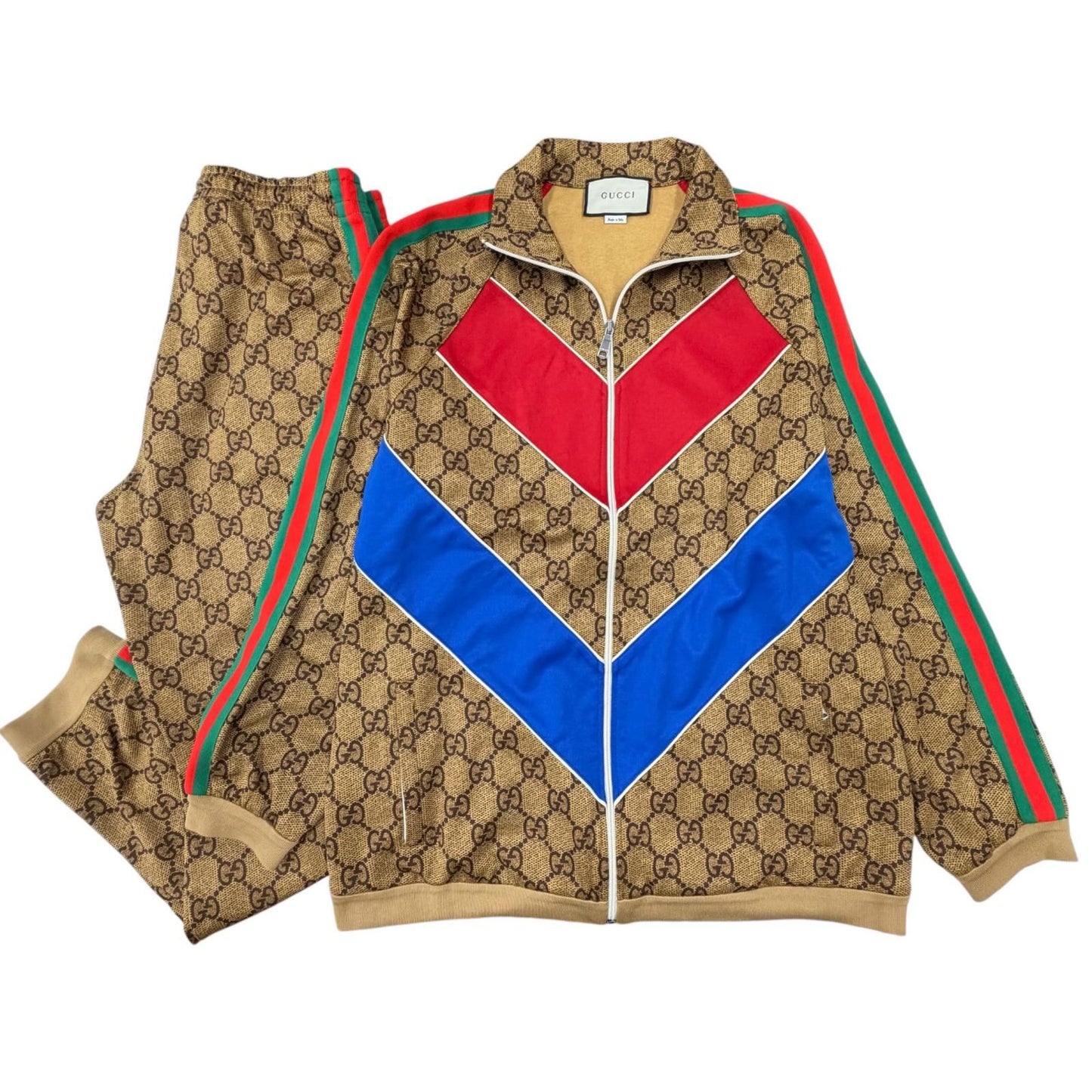 Gucci Web Line GG Print Technical Jersey Set Brown Jacket