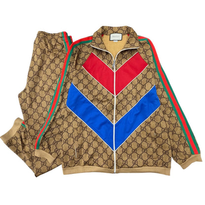 Gucci Web Line GG Print Technical Jersey Set Brown Jacket