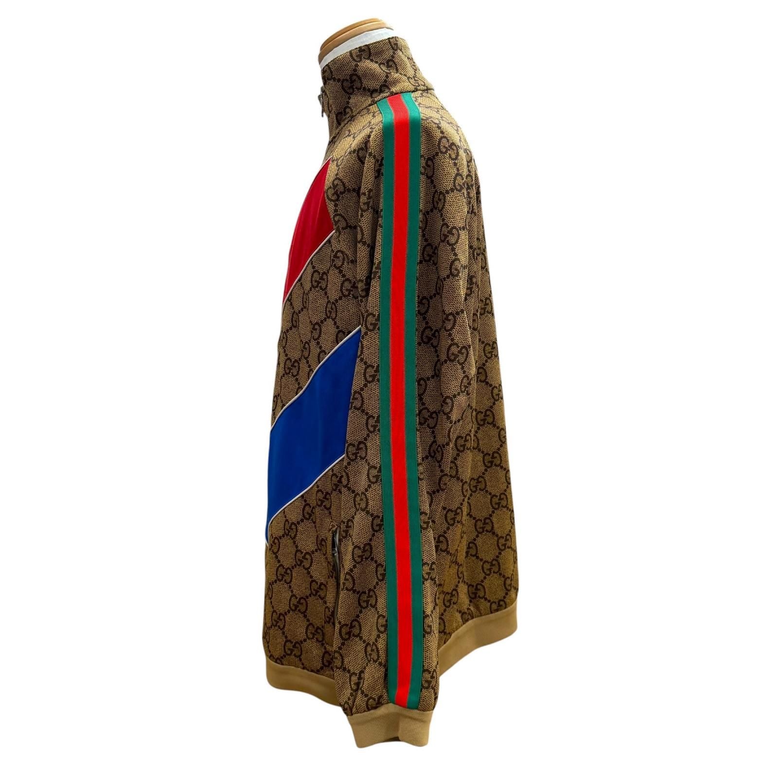 Gucci Web Line GG Print Technical Jersey Set Brown Jacket — view 4