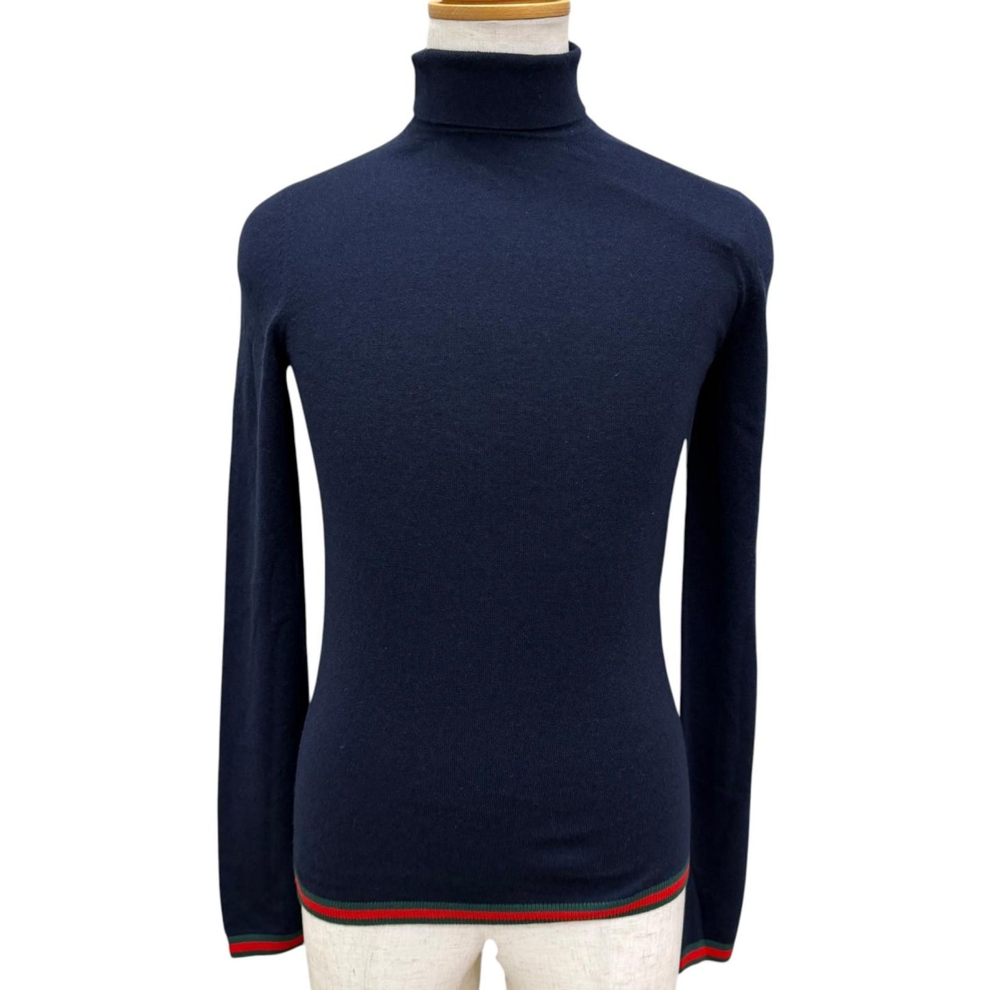 Gucci Cashmere 100% Web Stripe Turtleneck Lightweight Sweater XS