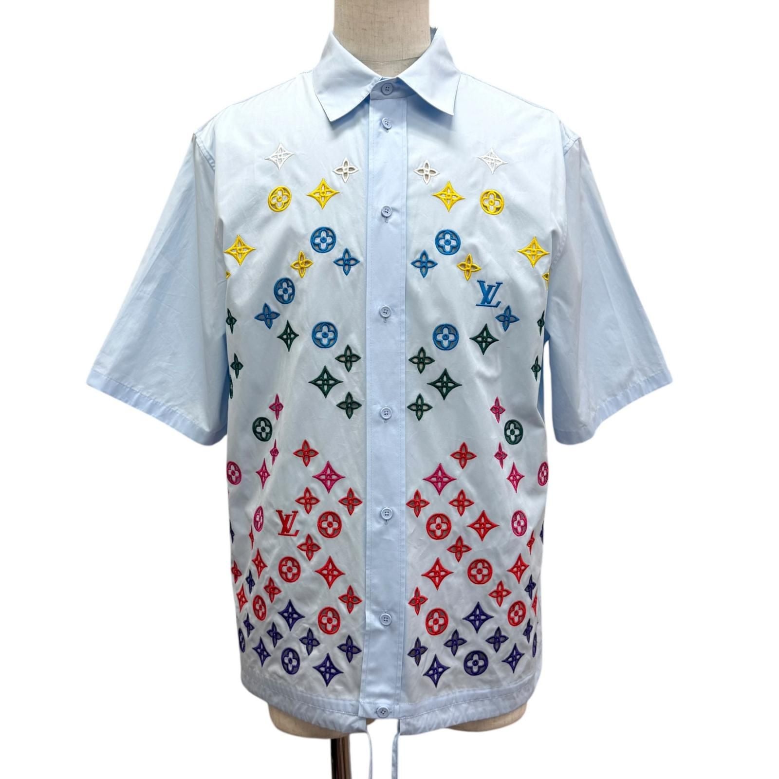 Louis Vuitton Monogram Flower Embroidery Short Sleeve Shirt