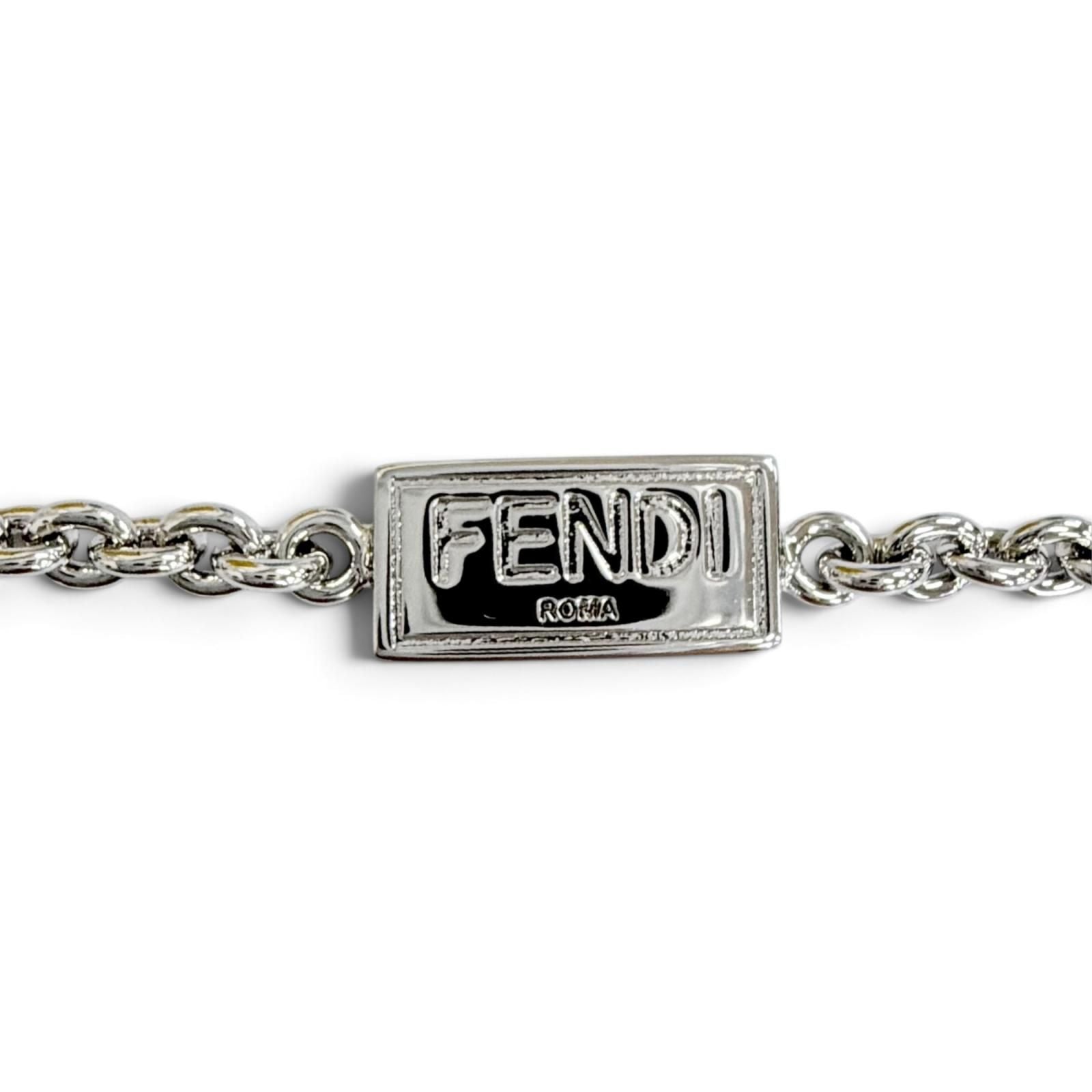 Fendi Forever FF Logo Crystal Chain Bracelet Silver — view 6