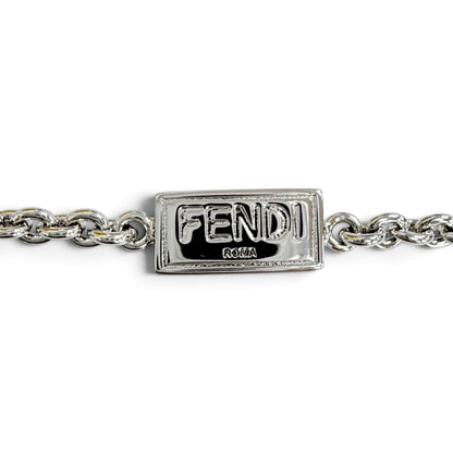 Fendi Forever FF Logo Crystal Chain Bracelet Silver — view 6