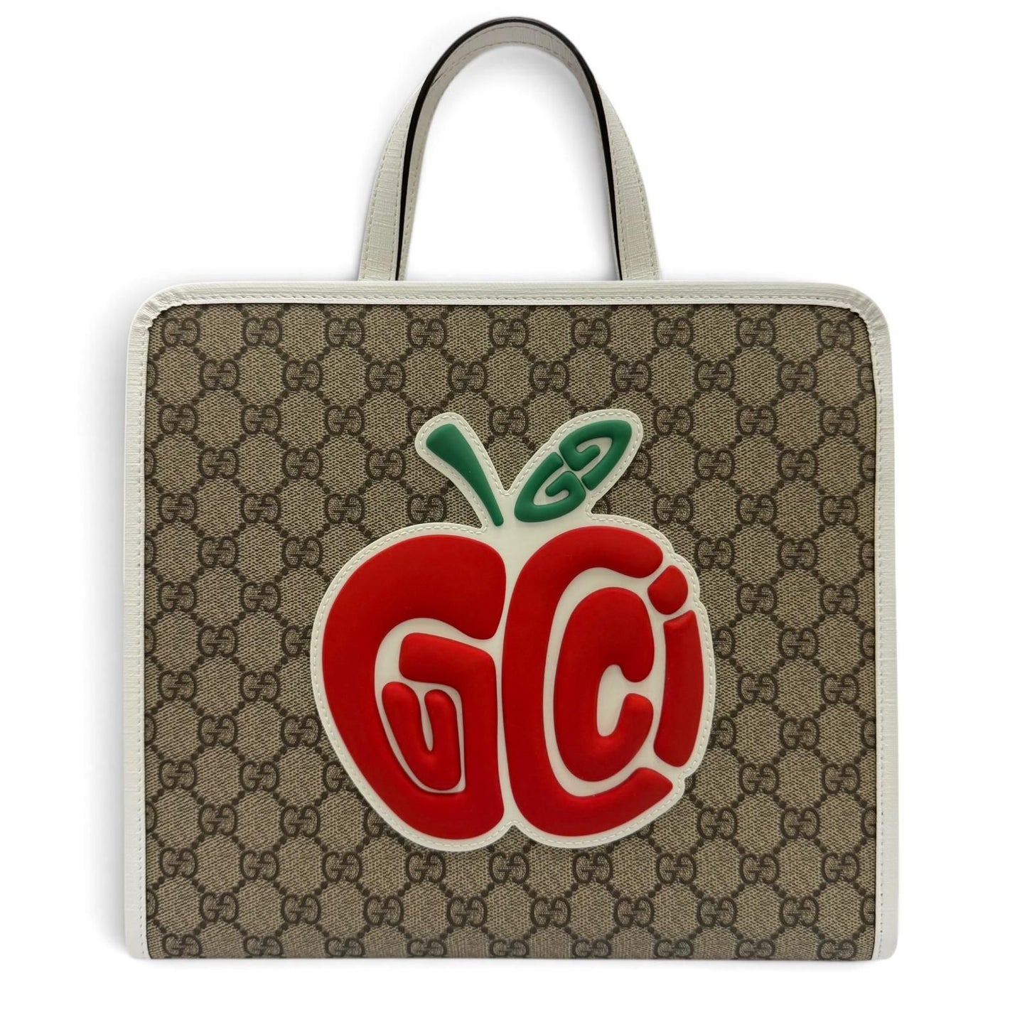 Gucci GG Supreme Children's Rubber Apple Tote Bag Beige White