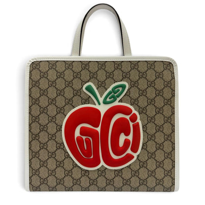 Gucci GG Supreme Children's Rubber Apple Tote Bag Beige White