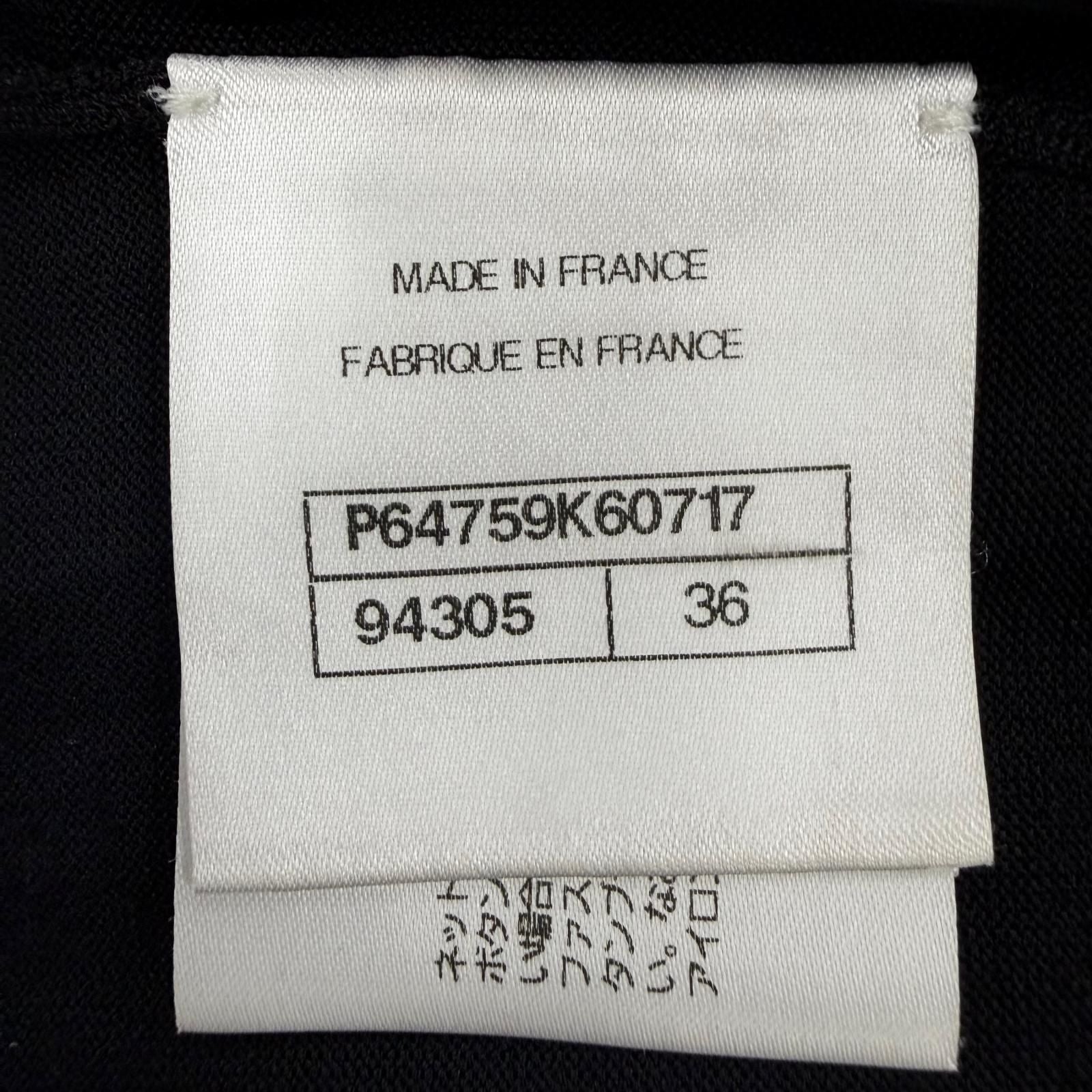 Chanel CC Logo Button Long Sleeve Knit Top Black Sweater 36 — view 7