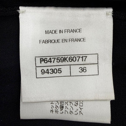 Chanel CC Logo Button Long Sleeve Knit Top Black Sweater 36 — view 7