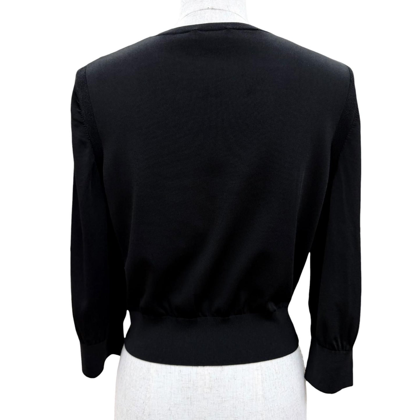 Chanel CC Logo Button Long Sleeve Knit Top Black Sweater 36 — view 4