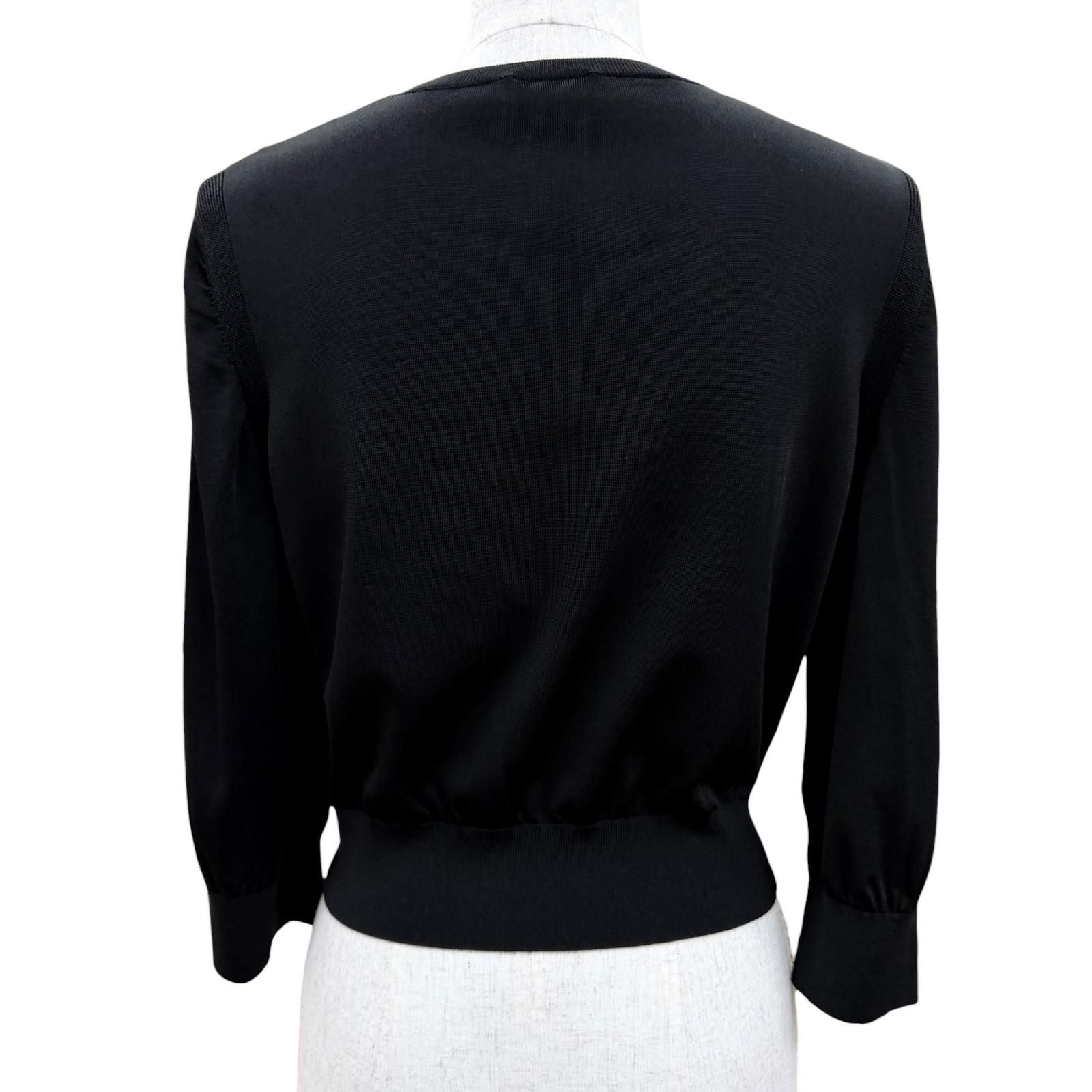 Chanel CC Logo Button Long Sleeve Knit Top Black Sweater 36 — view 4