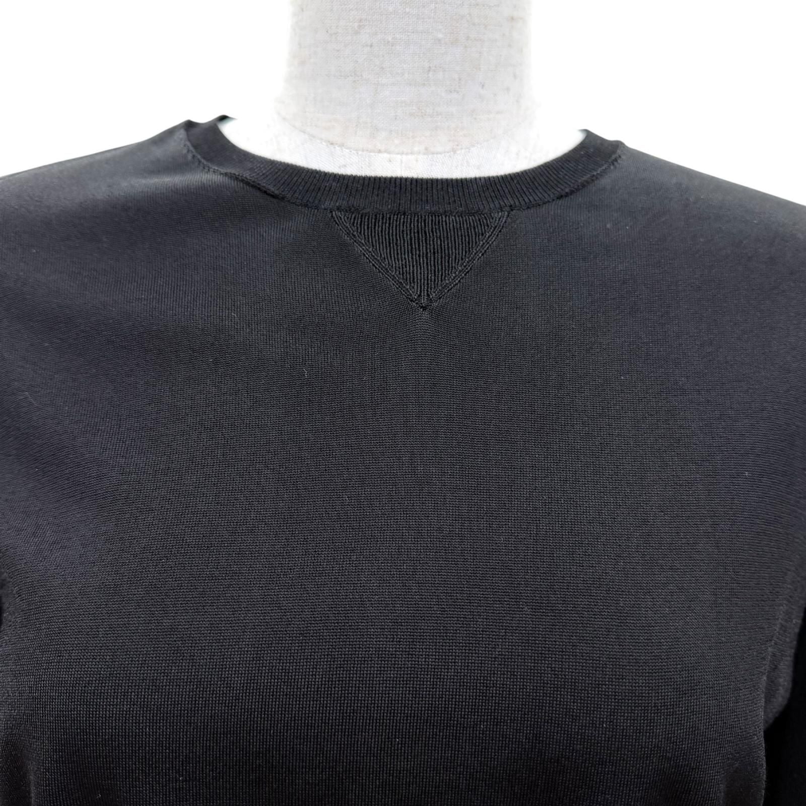Chanel CC Logo Button Long Sleeve Knit Top Black Sweater 36 — view 2