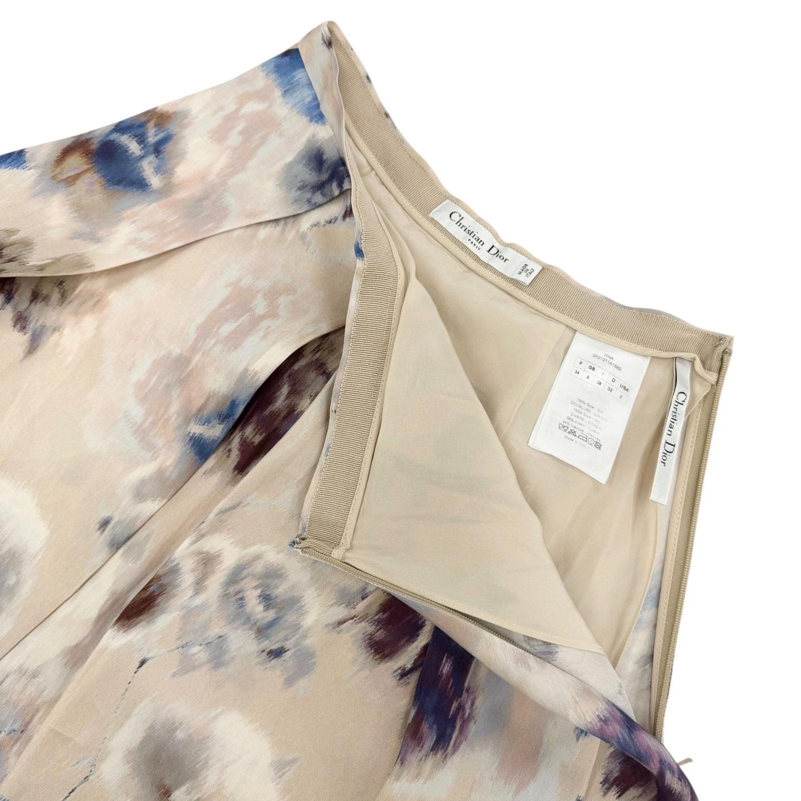 Dior Silk 100% Floral Design Skirt Multicolor 38 — view 5