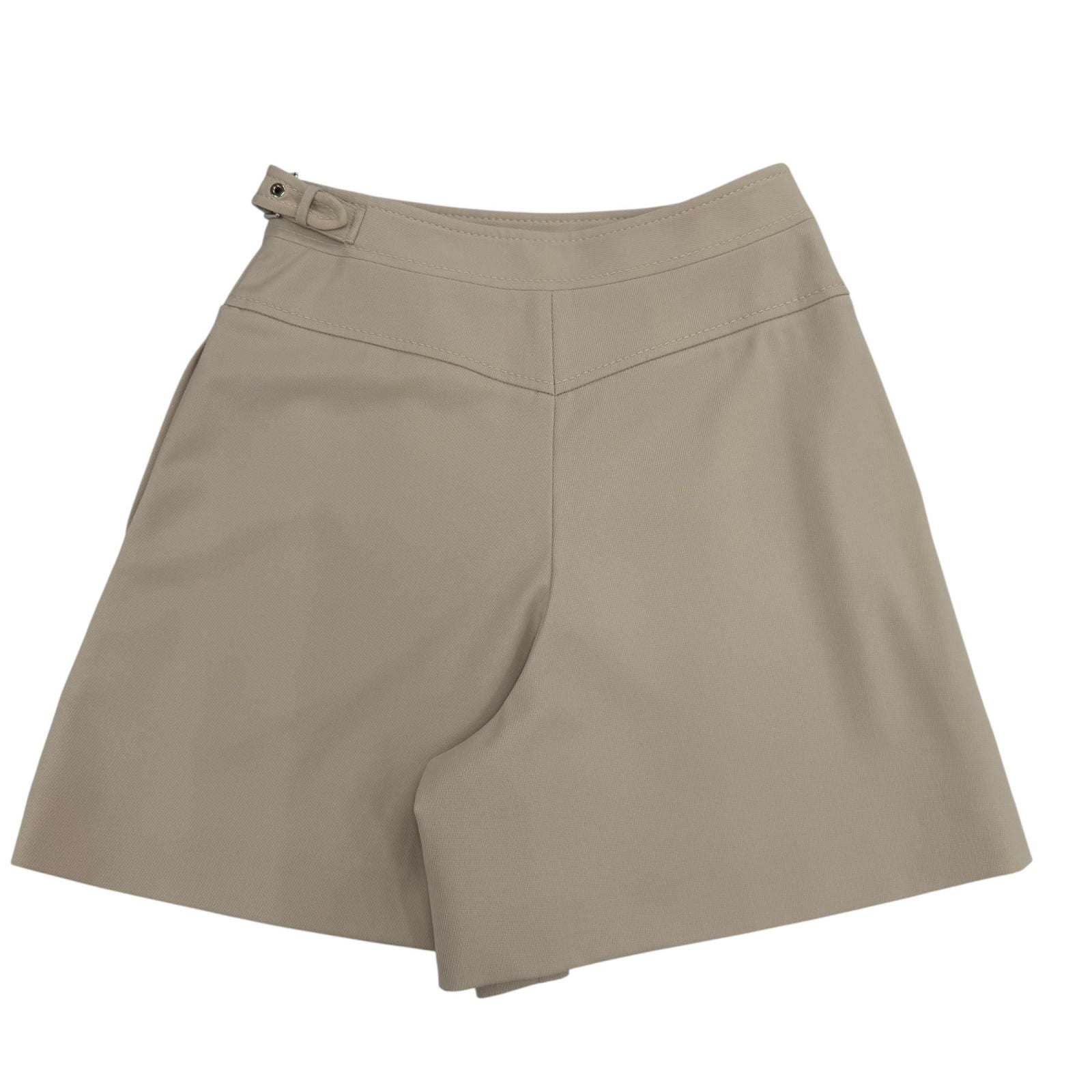 Hermes Virgin Wool Belt Design Culottes Pants Shorts Beige 36 — view 2