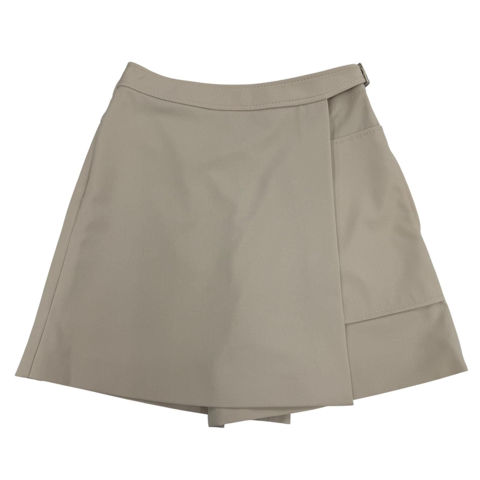 Hermes Virgin Wool Belt Design Culottes Pants Shorts Beige 36