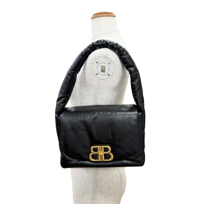 Balenciaga Monaco Leather Sling Bag One Handle Black Gold — view 3