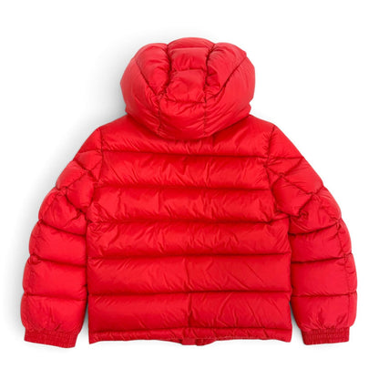 Moncler New Gastonet Logo Patch Hooded Down Jacket Red 116 Kids — view 3