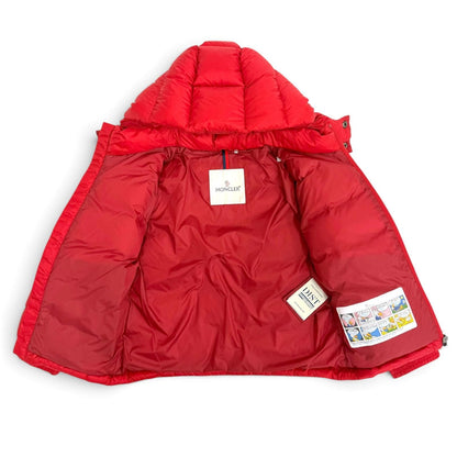 Moncler New Gastonet Logo Patch Hooded Down Jacket Red 116 Kids — view 4