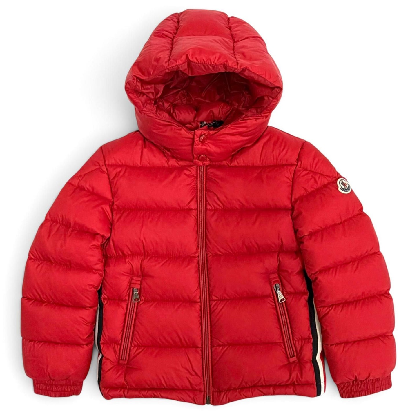 Moncler New Gastonet Logo Patch Hooded Down Jacket Red 116 Kids