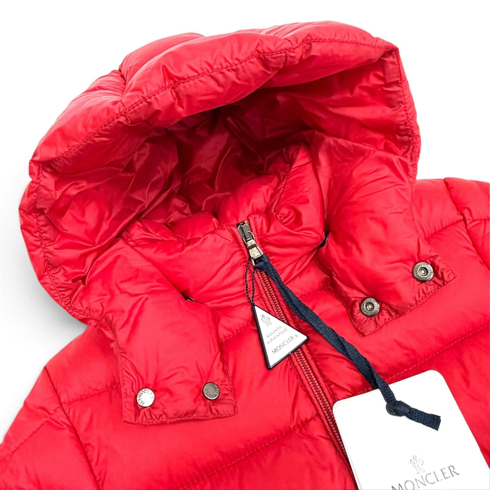 Moncler New Gastonet Logo Patch Hooded Down Jacket Red 116 Kids — view 2