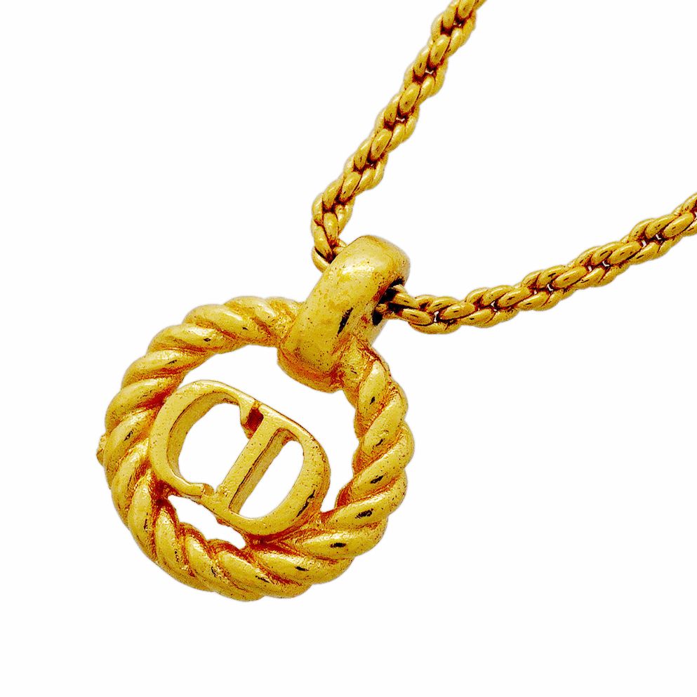 Dior Necklace CD Logo Round Circle Gold Plated