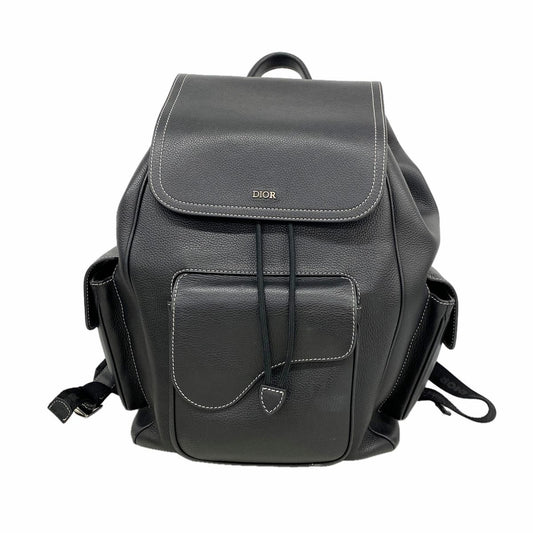 Dior Backpack Saddle Leather Black Silver