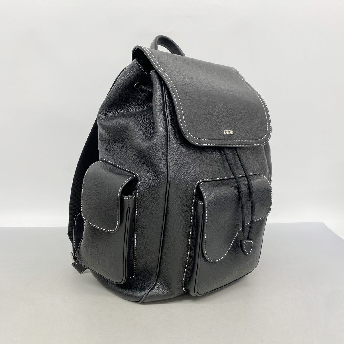 Dior Backpack Saddle Leather Black Silver — view 2