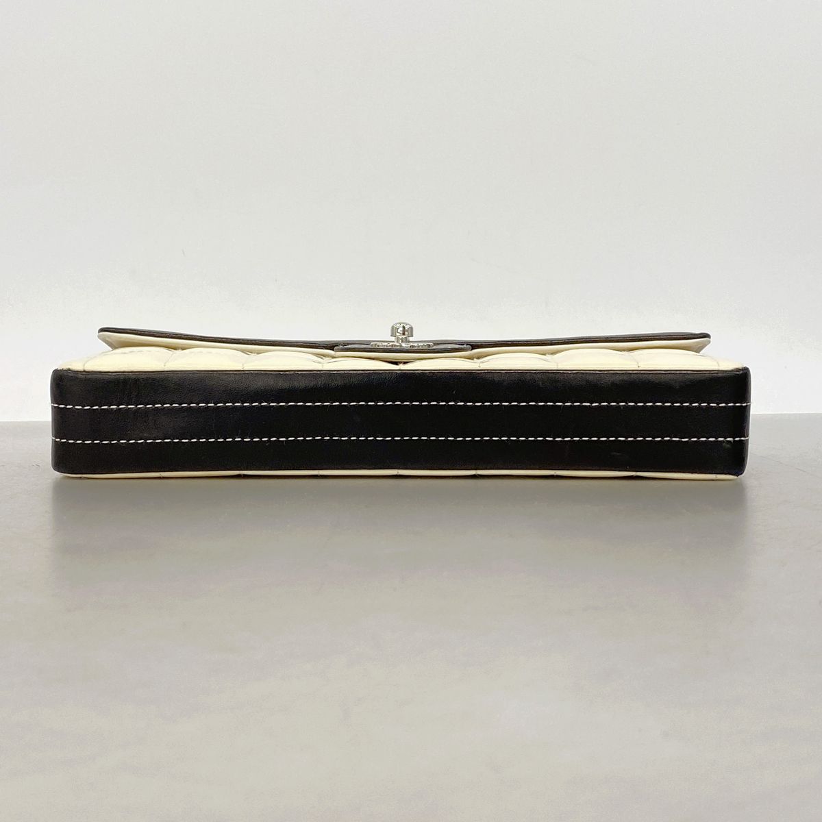 Chanel Shoulder Bag Choco Bar Patent Leather White Black Silver — view 3