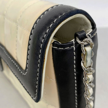 Chanel Shoulder Bag Choco Bar Patent Leather White Black Silver — view 7