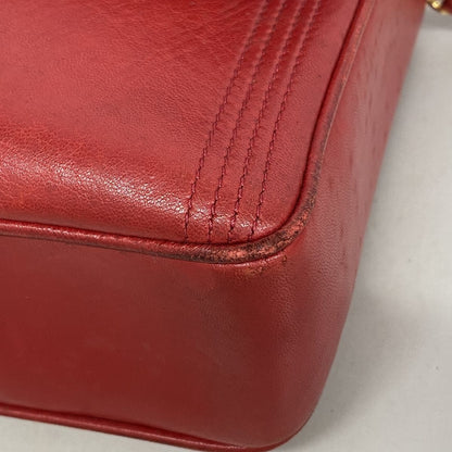 Chanel Shoulder Bag Leather Red Gold — view 7