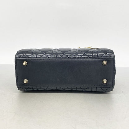 Dior Handbag Cannage Lady Leather Black Gold 2-Way Bag — view 3