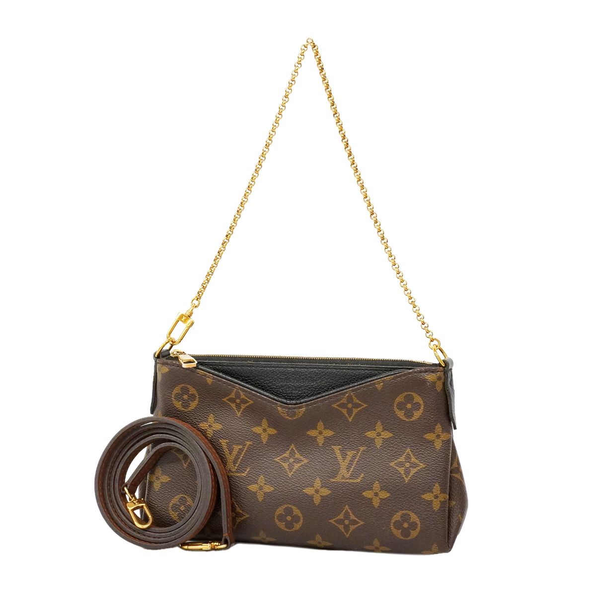 Louis Vuitton Handbag Monogram Pallas Clutch Brown Noir 2-Way